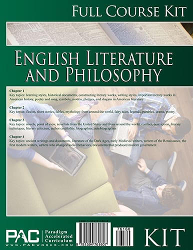 English IV: Literature and Philosophy Kit from Paradigm Accelerated Curriculum Textbook Curriculum Express