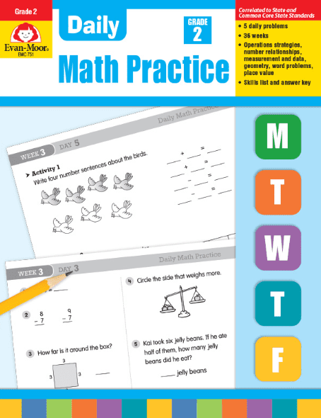 Daily Math Practice Grade 2 from Evan-Moor Workbook Curriculum Express